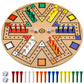Kathfly Fast Track Board Game Wooden 3-6 Players Board Game Set with 24 Board Game Pieces and 2 Dice  Fast Track Game Night for mature-themed Teens Family Game  6 Colors(19.7 Inch)