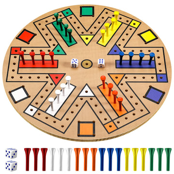 Kathfly Fast Track Board Game Wooden 3-6 Players Board Game Set With 24 Board Game Pieces And 2 Dice, Fast Track Game Night For Adult Teens Family Game, 6 Colors (14.2 Inch)