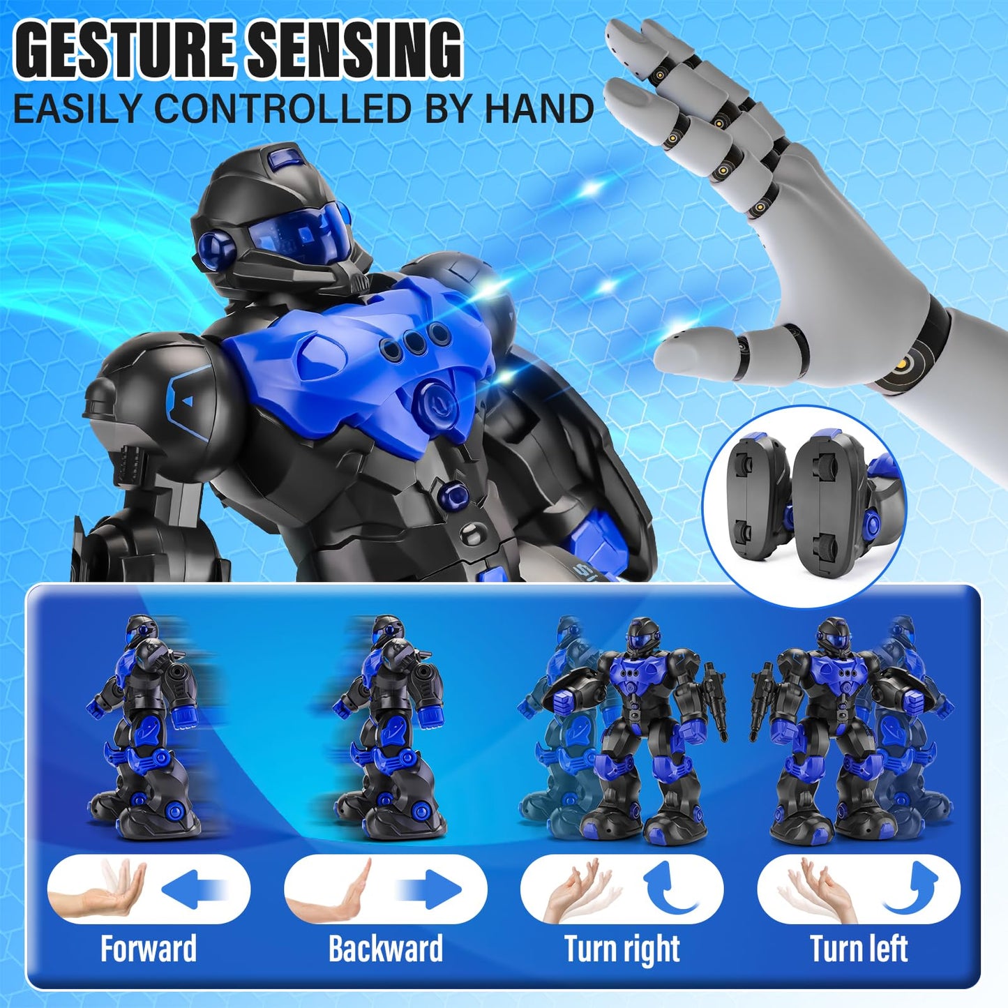 Juzuxi Robot Toys For Kids 6-8: Programmable Remote Control Robots With Intelligent Gesture Sensing, Rechargeable Smart Dancing