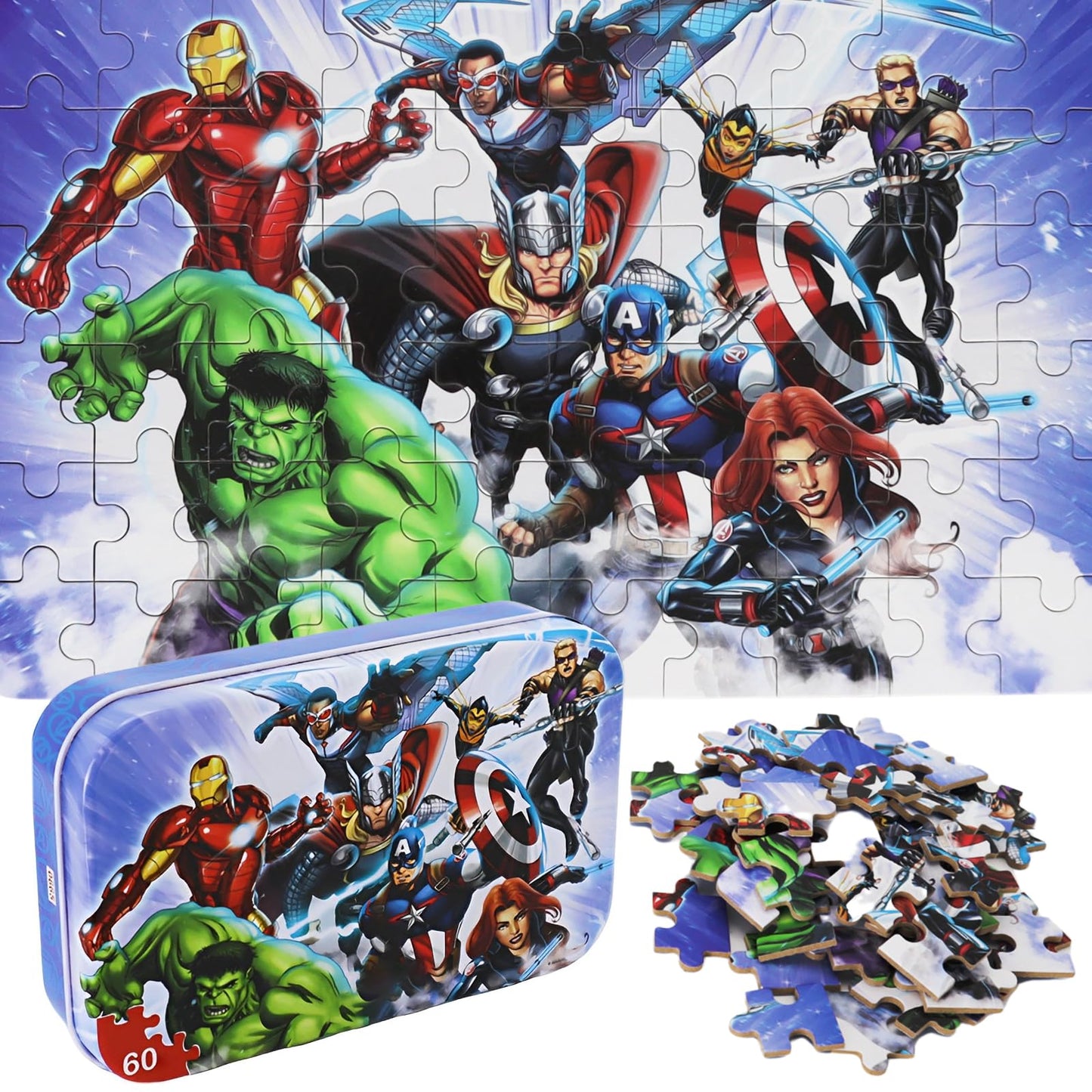 Avengers Jigsaw Puzzles For Kids Ages 4-8, 60 Piece Superhero Puzzles Learning Educational Puzzles For Children Girls And Boys, 