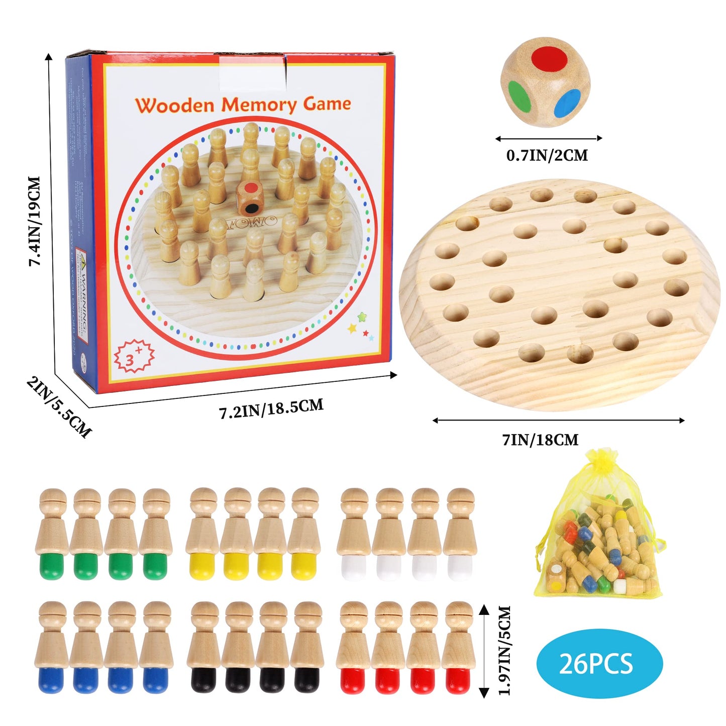 TOWO Wooden Memory Toys for Children - Family Board Games for Kids and mature-themeds -Wooden Mind Games Educational Toys for 3 Years Old