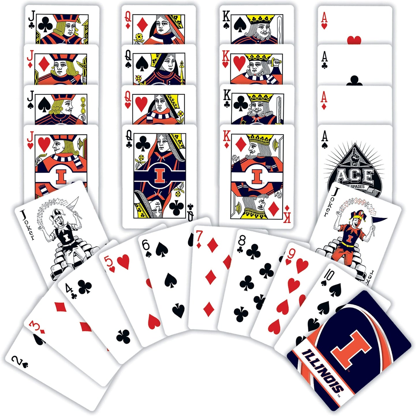 Masterpieces Family Games - Ncaa Illinois Fighting Illini Playing Cards - Officially Licensed Playing Card Deck For Adults, Kids