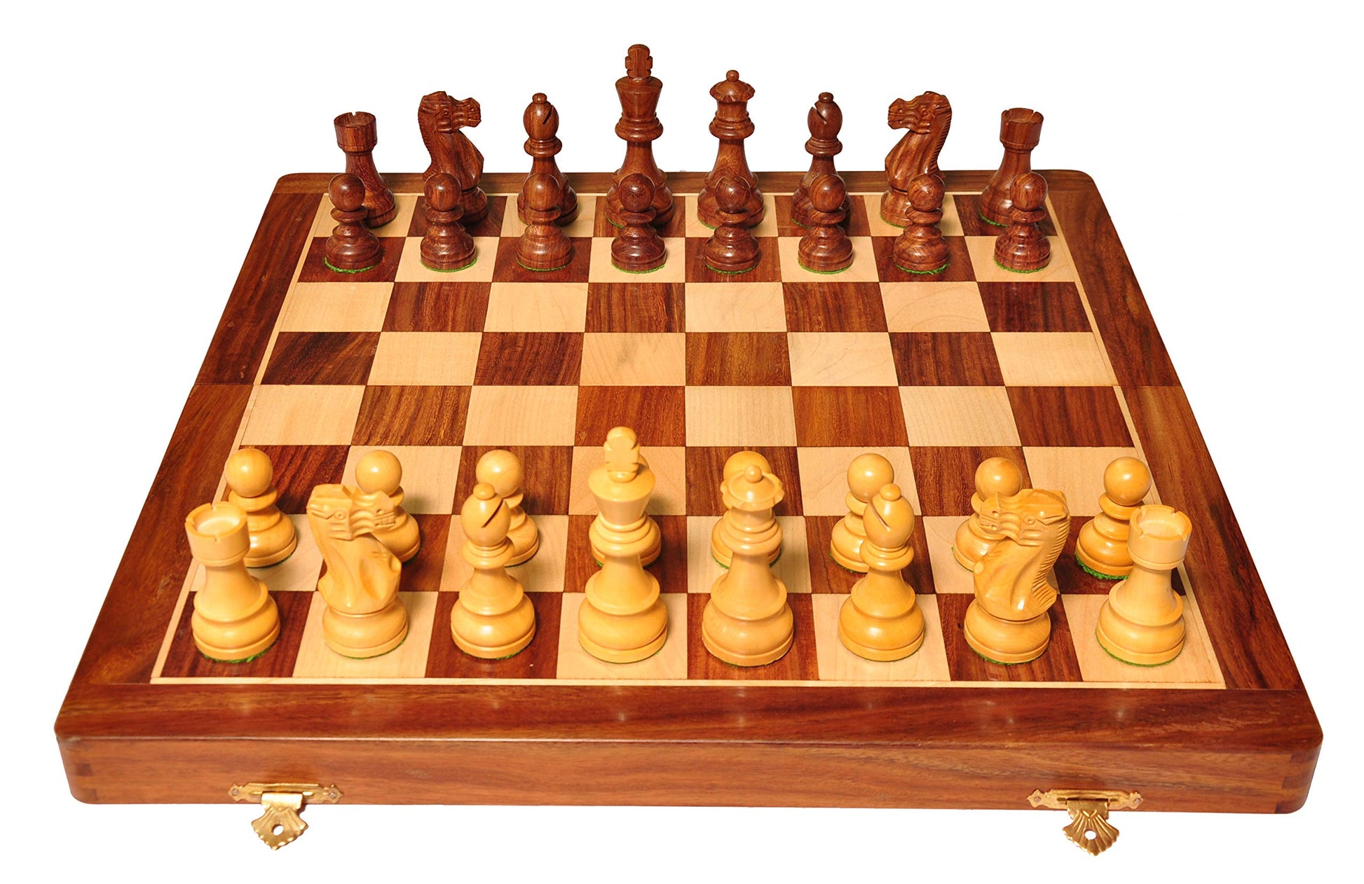 PALM ROYAL HANDICRAFTS Handmade Rosewood Foldable Chess Board Set Wooden with Non Magnetic Pieces and Extra Queens for 2 Players