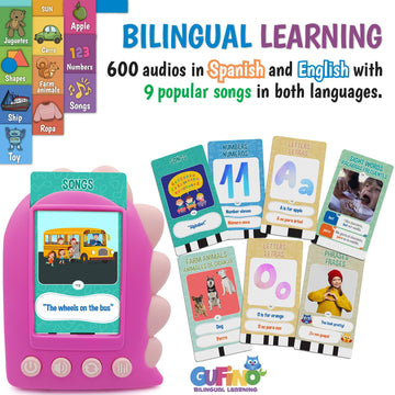 Gufino Learning Toys For Toddlers 1-3 – Pink Bilingual Toys In Spanish And English With Sight Words Flash Cards 1St Grade And Older – Juguetes Para Niñas De 3 Años. Early Language Development