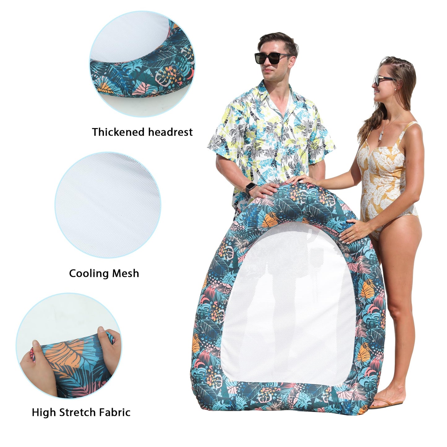 FindUWill Inflatable Pool Floats for mature-themed  Fabric-Covered Comfort Pool Lounge Chairs  Multi-Purpose Tanning Pool Lounger  45 Large Pool Floaties Swimming Pool Accessories