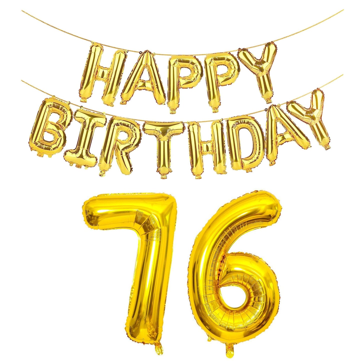 Shuntai 76Th Birthday Decorations For Men Women 76 Balloon Number Gold Jumbo Numbers 67 Foil Mylar Balloons With Happy Birthday