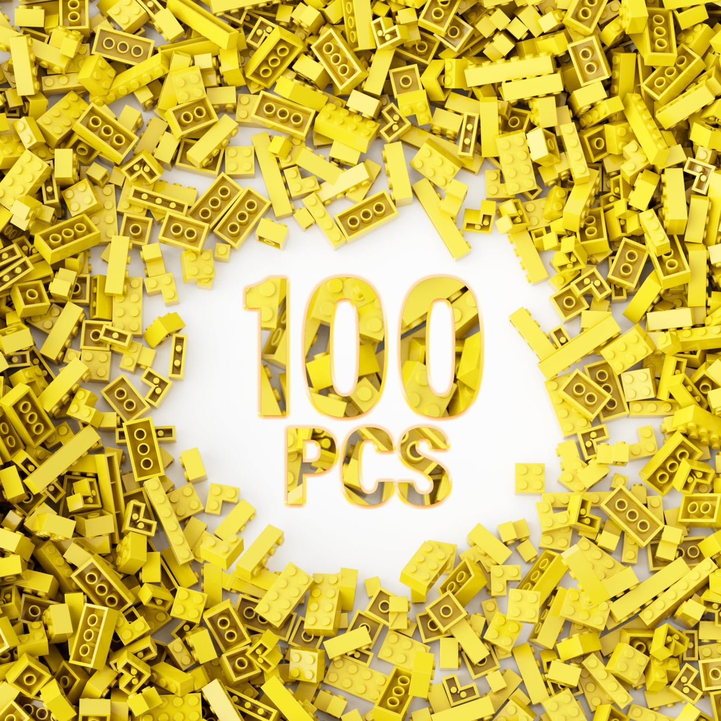 100 Piece Yellow Bricks Bulk, 12 Size Yellow Classic Building Blocks Bricks, Compatible With Lego Parts And Pieces(Color: Yellow