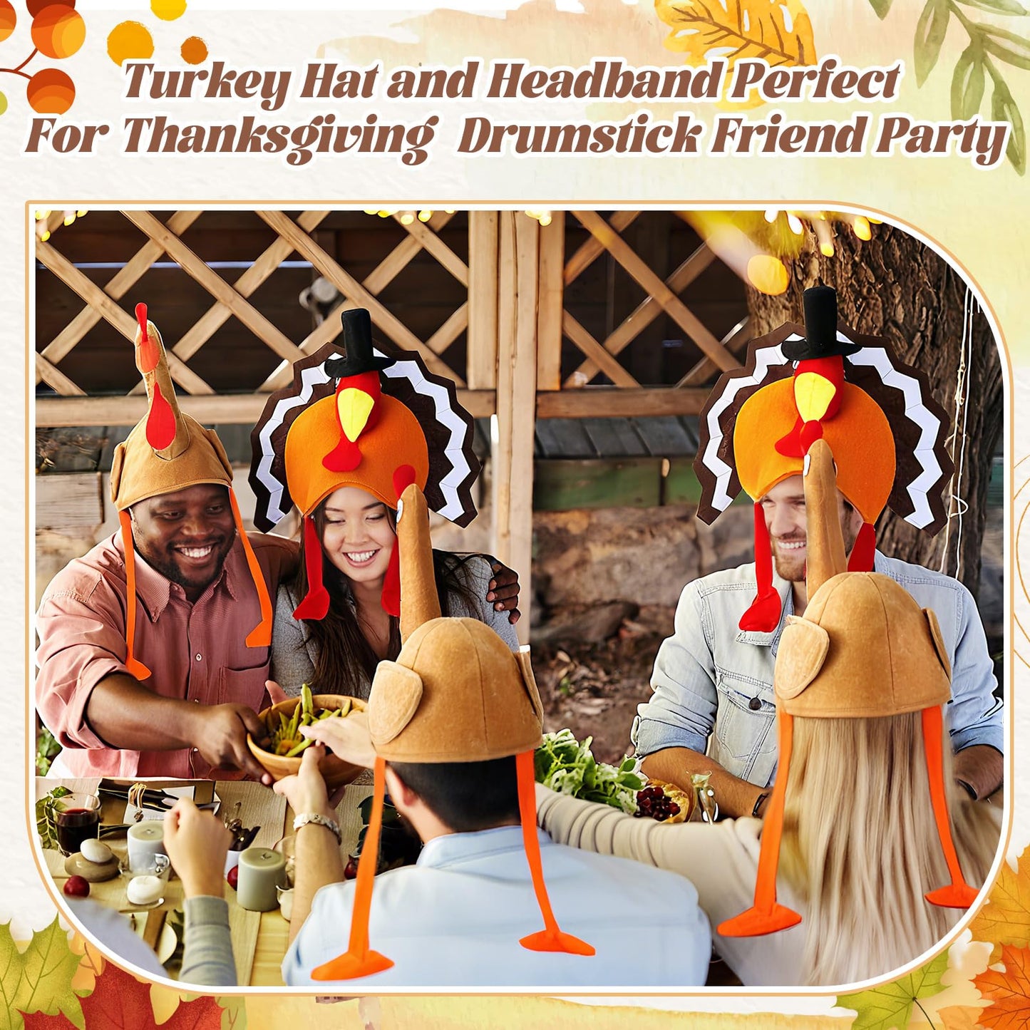 Hanaive 10 Pieces Thanksgiving Turkey Hats Bulk Turkey Hats for Dress-up Party Plush Trot Hat Party Supplies(Creative Style)