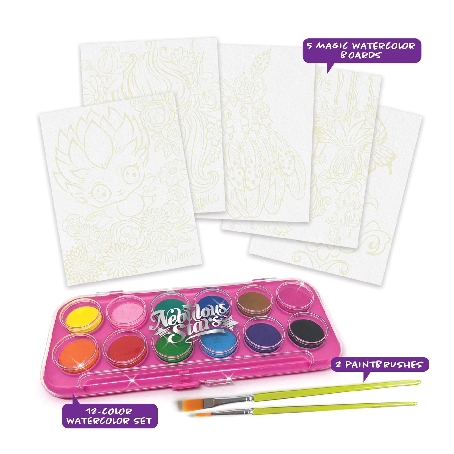 Nebulous Stars Petulias Magic Watercolor - Watercolor kit for kids - Glow-in-the-dark