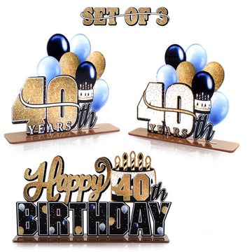 Lingteer Happy 40Th Birthday Gold Acrylic Table Topper Centerpieces Set - Cheers To Forty Years Old Birthday 40Th Bday Party Gift Decorations.