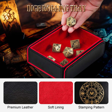 DND Dice Set, 7Pcs Metal Dice with Dice Box for Dungeons and Dragons, Polyhedral D&D Dice Set Role Playing Games, Board Games (B