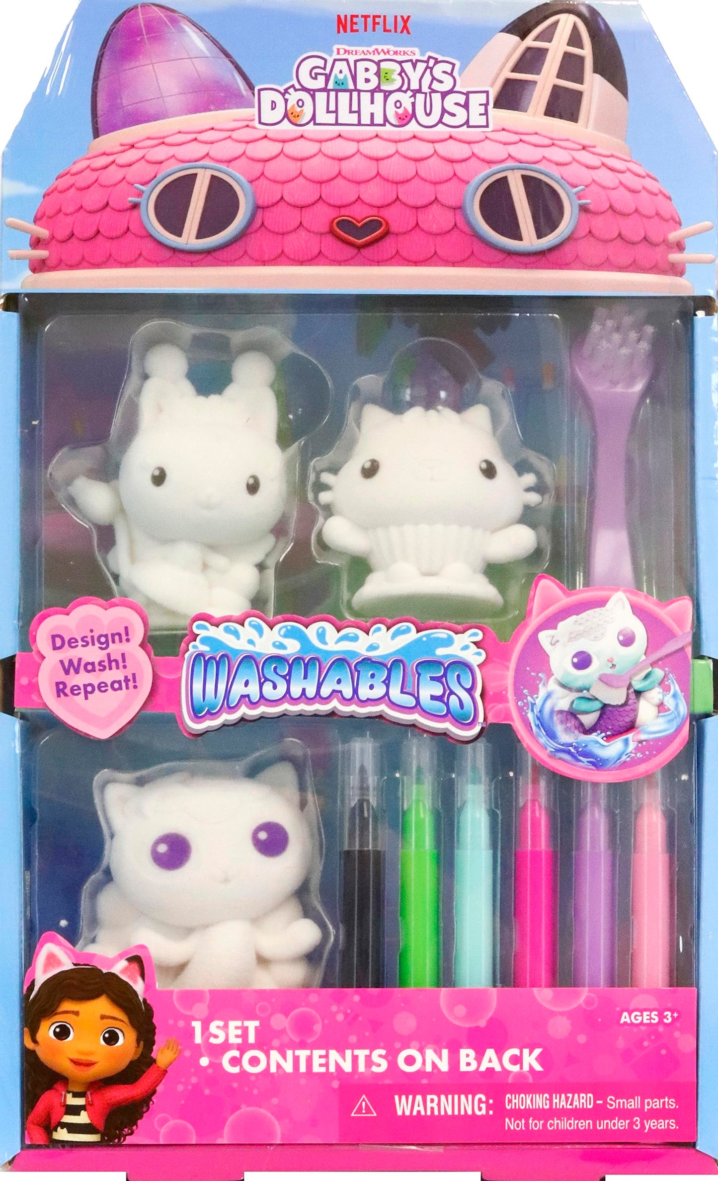 Tara Toys Gabby's Dollhouse Washables - Multicolor Cats Toy for Kids, Ages 3+, Model 41453, PVC Material