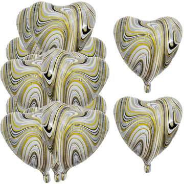25 Pcs Marble Black Heart Balloons 18In Foil Heart Shaped 18 Inch Balloons Helium Mylar Balloons Foil Balloon Decoration For Wom