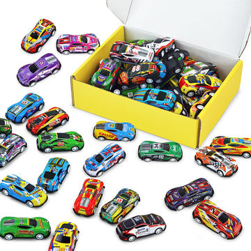 Vileafy 30 Mini Race Cars For Classroom Prizes, Party Favors For Kids 4-8 Years Old, Bulk Small Pull Back Car Toys For Treasure Box, Mini Toys Cars For Boys And Girls