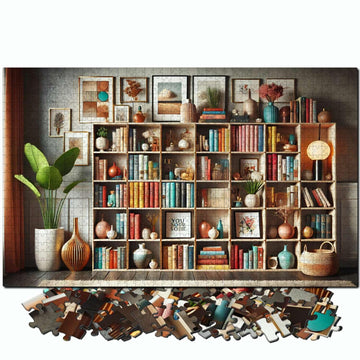 Jigsaw Puzzles for mature-themeds 1000 Pieces - Challenging Colorful and Unique with Large Poster - Letters on Back - AI Art - Rompecabezas para mature-themedos - Gifts for mature-themed  Couples  Teens (Stylish Bookshelf)