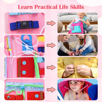 Busy Board, Montessori Toys For 1 2 3 4 Year Old Girl Birthday Gifts, Educational Sensory Toy For Learning Activities Fine Motor