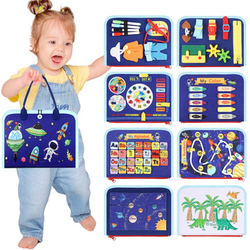 Lanjue Toddler Busy Board, Montessori Toys For 3+ Year Old Boys Birthday Gifts, Busy Book Sensory Board Learning Educational Act