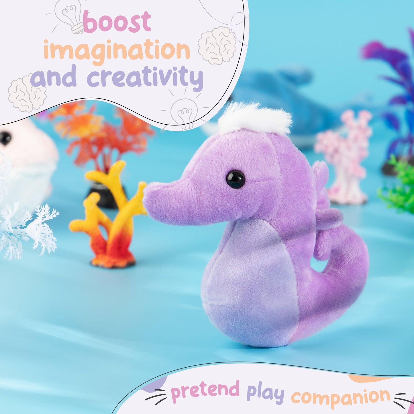 Forest & Twelfth Stuffed Sea Horse, Single Mini Stuffed Animal Plush Toy For Kids, Ocean Party Favors And Goody Bags, Classroom