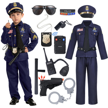 Spooktacular Creations Halloween Police Costume for Kids  Dark Blue Police Officer Costume for Boys  Toddler Cosplay RolePlay Themed Party (Small  5-7 yrs)