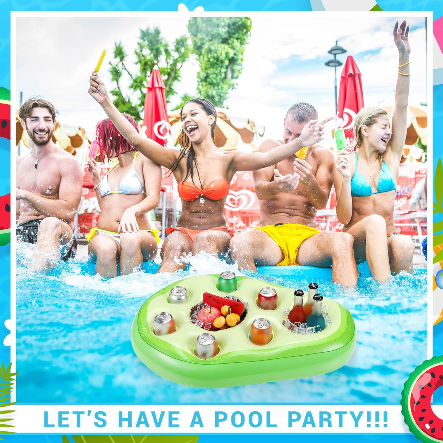 Filltouch Floating Drink Holder For Pool, Floating Cabana Bar, Hot Tub Drink Holder For Adults, Inflatable Pool Accessories(Avoc