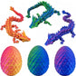 3Pcs Easter Eggs 3D Printed Dragon Egg,Articulated Crystal Dragon Fidget Toys,Dragon Eggs with Dragon Inside for Kids Easter Bas
