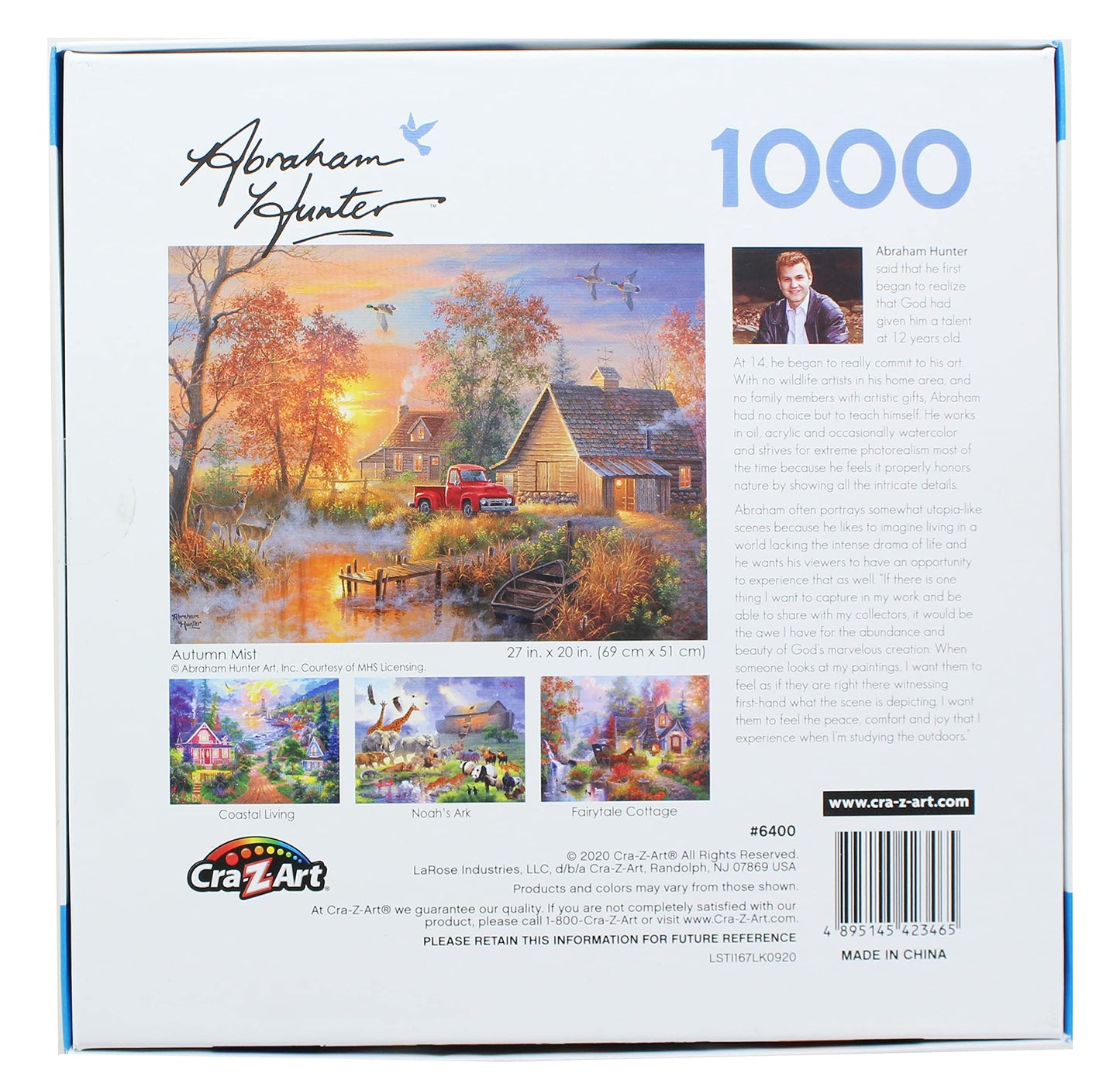 RoseArt 1000 Piece Jigsaw Puzzle - Abraham Hunter Autumn Mist - Multi-colored Paper Puzzle for Adults, Model 6400ZZP