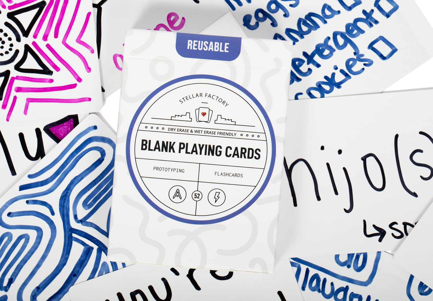 Stellar Factory enhanced Reusable Blank Playing Cards - Dry Erase & Wet Erase - Game Design  Prototyping  and Flashcards (1 Count)