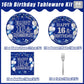 Kepeel 96Pcs 16Th Birthday Party Tableware Set, Blue And Silver Happy 16Th Birthday Party Decorations Supplies For Boys Girls 16