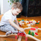Red Brick Wooden Train Track Risers, 8-Pack - Novelty Wood Train Track Set Wooden Risers for Raised Track Set and Train Track Br