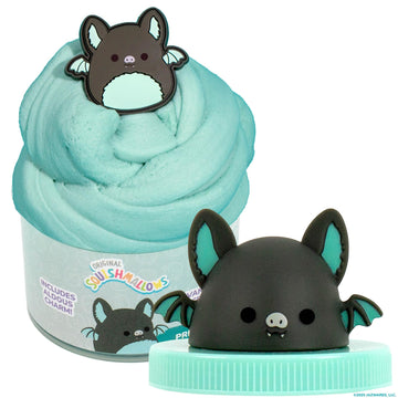 Original Squishmallows Aldous The Fruit Bat enhanced Cloud Slime  Vanilla-Scented  8 oz.  Storage Container with Figurine Topper  Rubber Charm  Goodie Bags Stuffers  Kids Party Favors  Sensory Toy