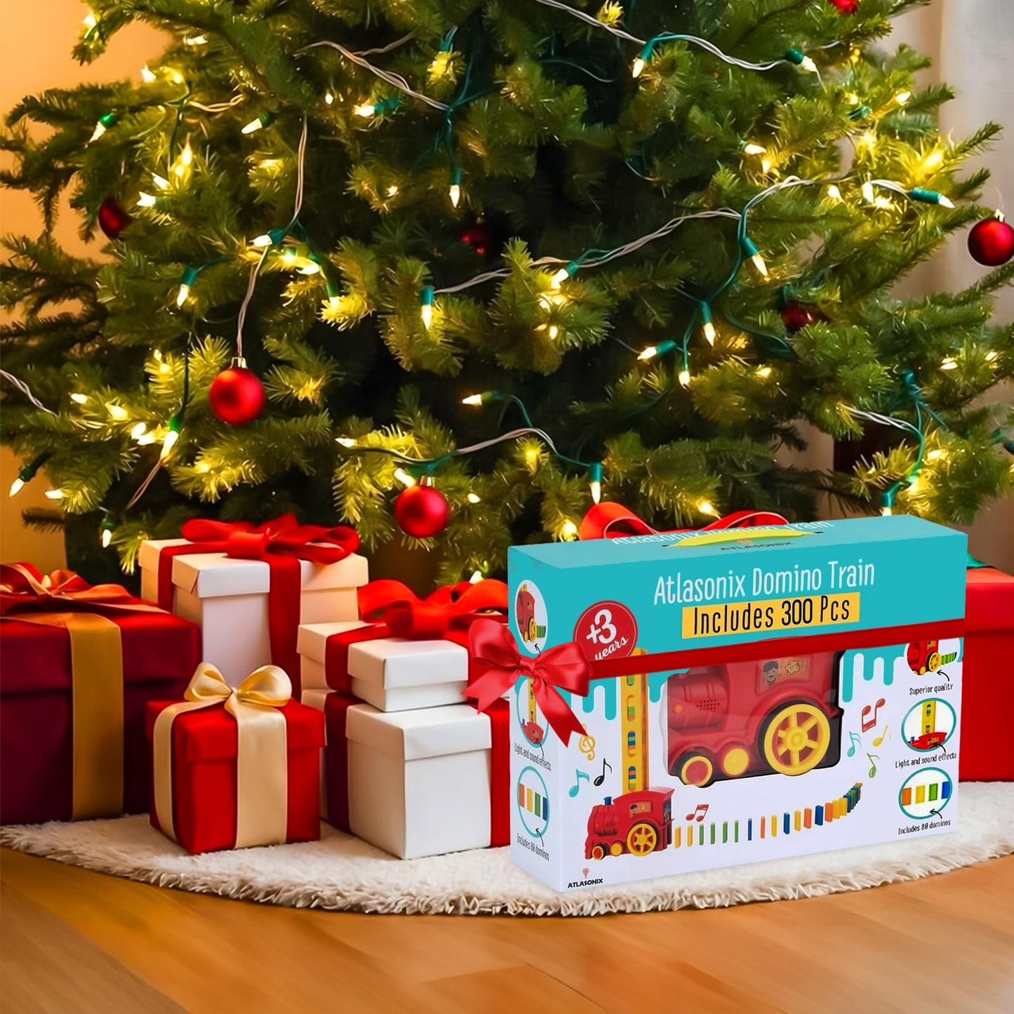 300 Pcs Domino Train Set - Automatic Rally Setter For Boys & Girls - Ages 4-10 - Montessori Toy With Colorful Tracks - Creative Birthday Toy, Automatic Block Laying Stacker Game