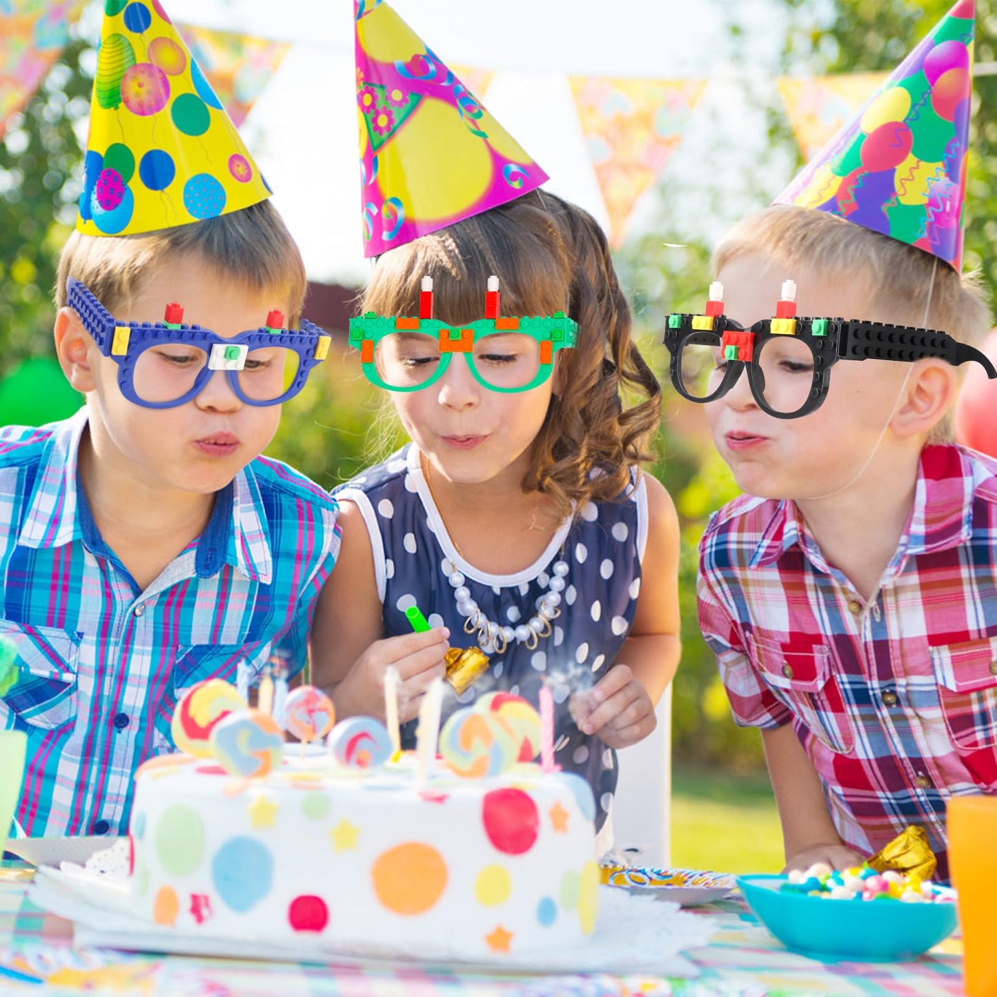 Hxezoc 12 Pcs Diy Building Bricks Glasses Building Blocks Games For Kids Creative Building Block Glasses Party Favors, Carnival Birthday Party, Family Games Supplies