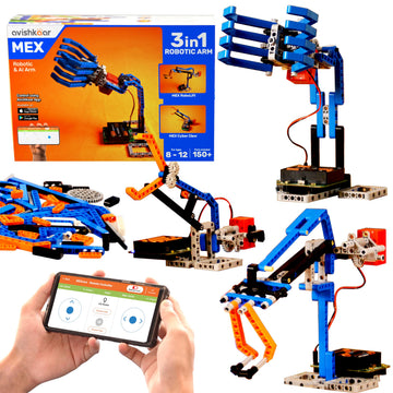 Avishkaar Mex Robotic Arm 3-In-1 Diy Robotics & Ai Science Kit, Robot Toys For Aged 8,9,10,11,12, Building And Construction Set 