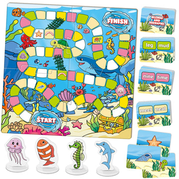 Broytain Word Ocean Phonics Board Game For Kids,Educational Learning Word Board Games For Boys And Girls,Reading And Spelling Wo