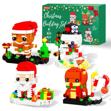 Eelexa Christmas Building Toys Set Includes Santa Claus, Snowman, Reindeer, Gingerbread, Christmas Building Blocks For Kids, Boy