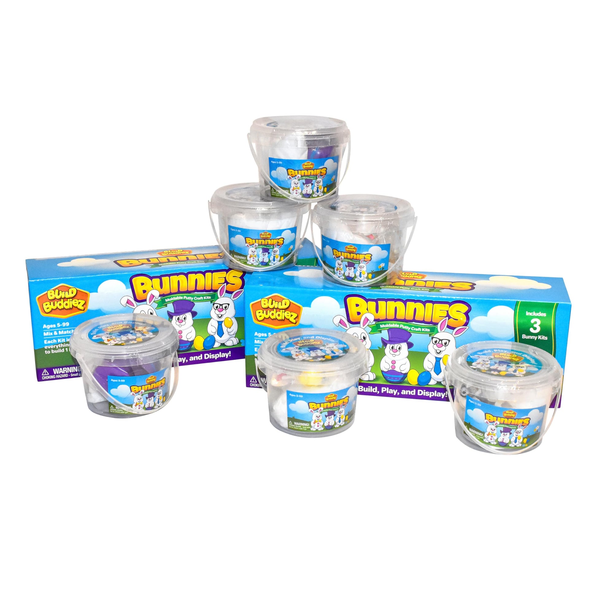 Build Buddiez Bunnies Craft Kit 6 Pack - Build, Play, and Display 6 Cute Bunny Rabbit Characters, Great for Easter Baskets, Birt
