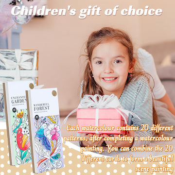 2 Pcs Pocket Watercolor Painting Book Coloring Books For Kids Ages 4-8 Watercolor Paint Bookmark Kit For Kids Watercolor Paintin