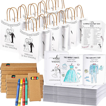 Gueevin 48 Pcs Wedding Activities for Kids Coloring Books Individually Packaged Wedding Coloring Books Gift Goodie Bags and Scav