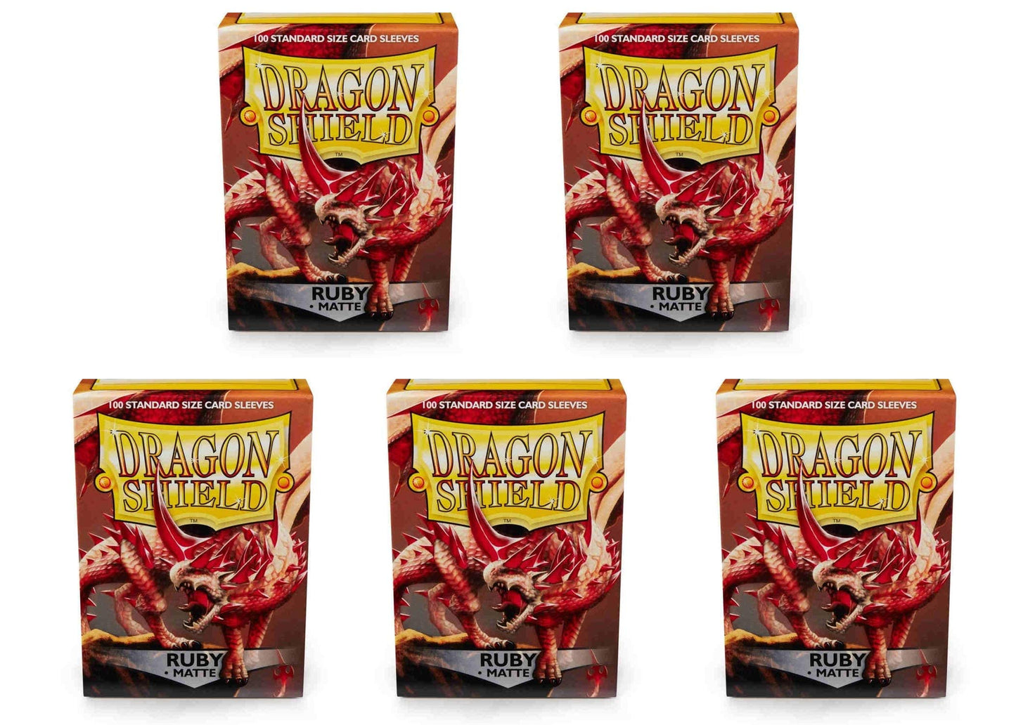 5 Packs Dragon Shield Matte Ruby Standard Size 100 Ct Card Sleeves Value Bundle!