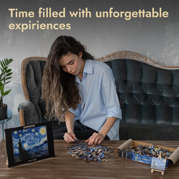 Unidragon Wooden Jigsaw Puzzle Art Collection - Starry Night Van Gogh, 1000 Pcs, 17.40'' ?22, Beautiful Gift Package, Unique Sha