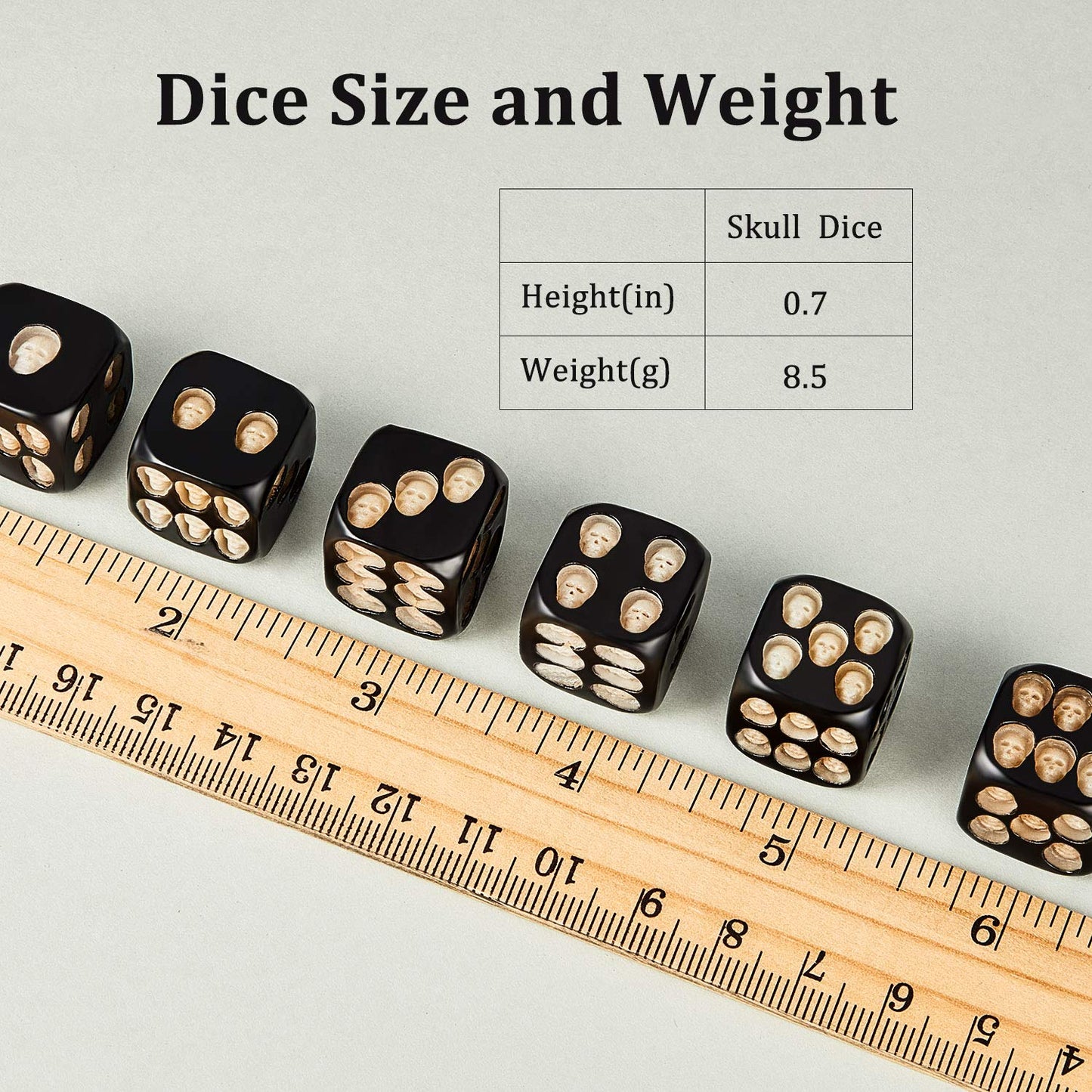 10 Pieces Black Skull Dice Halloween Dice 3D Skeleton Dice Decorative Mini Skull Face Gaming Dice 0.7 Inch Cube Dice with Flanne
