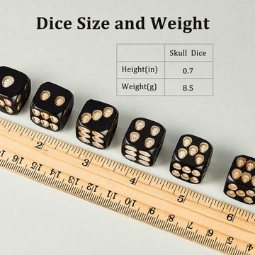 10 Pieces Black Skull Dice Halloween Dice 3D Skeleton Dice Decorative Mini Skull Face Gaming Dice 0.7 Inch Cube Dice with Flanne
