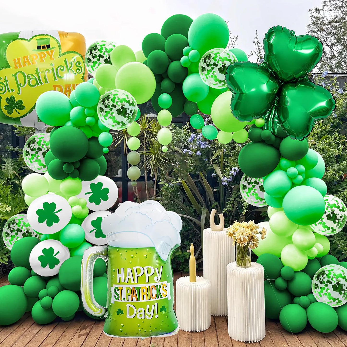 138 Pieces Green Balloons St Patricks Balloons Arch Green Balloon Arch Kit Green Balloon Garland For St. Patrick'S Day Decoratio