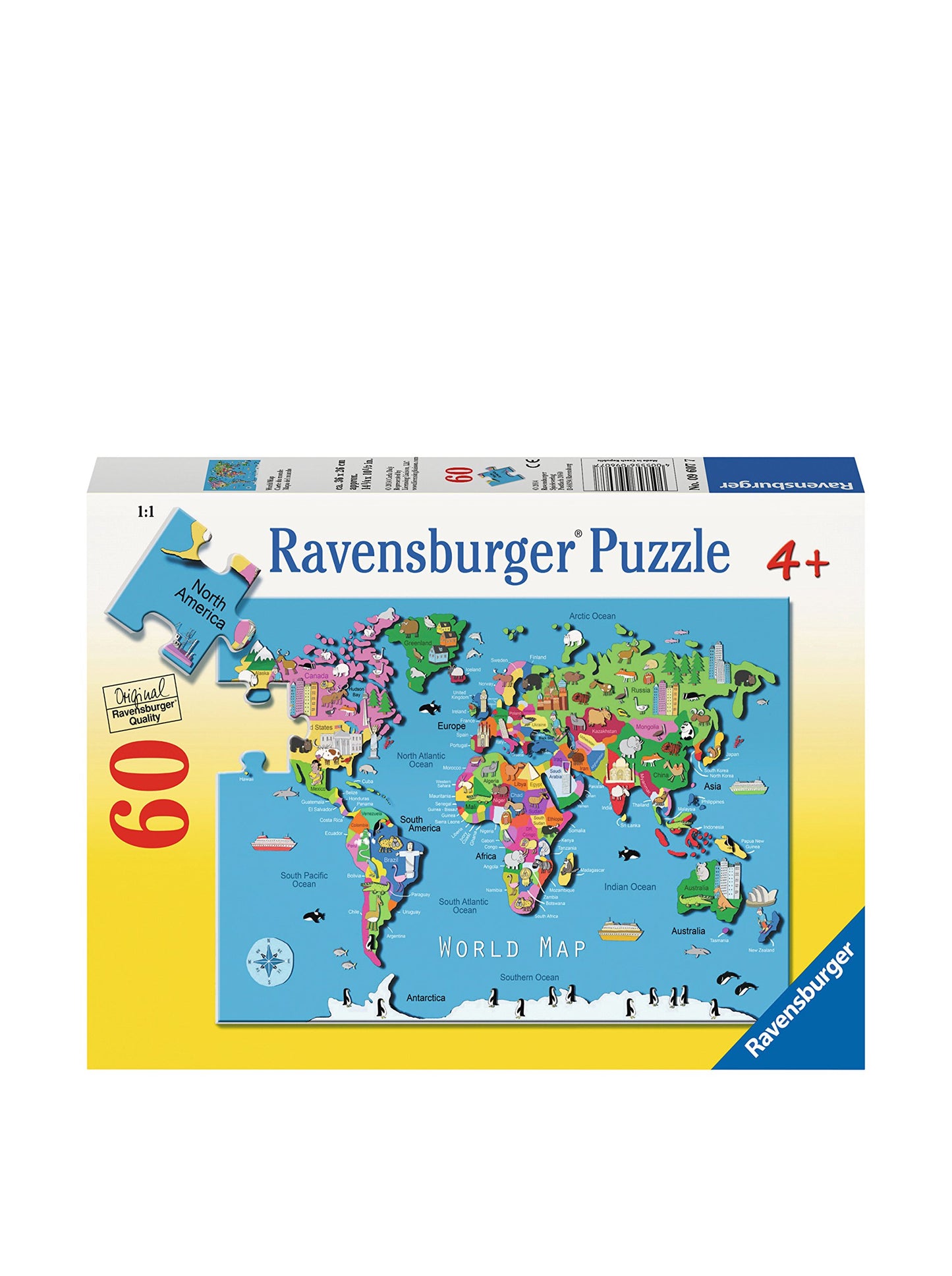 Ravensburger World Map Jigsaw Puzzle | 60 Unique Pieces | Ideal For Kids | Skill-Enhancing Excellent Gift For Birthdays And Holidays