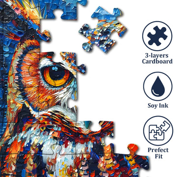 Pickforu Owl Puzzles 1000 Pieces, Bird Art Puzzles Hard, Impossible Difficult Jigsaw Puzzles 1000 Pieces Owl Painting, Challenging Puzzles As Owl Decor