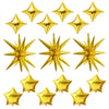 TONIFUL 22Inch 15Pcs Gold Large Explosion Star Mylar Balloons and 10Inch Four Pointed Star Balloons Set for Christmas New Year B