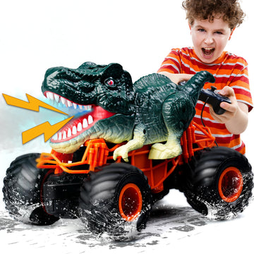 Dinosaur Monster Truck Toys,Remote Control Dinosaur Car, 2.4Ghz RC Truck for Toddlers, Electric Hobby RC Cars with Light & Music