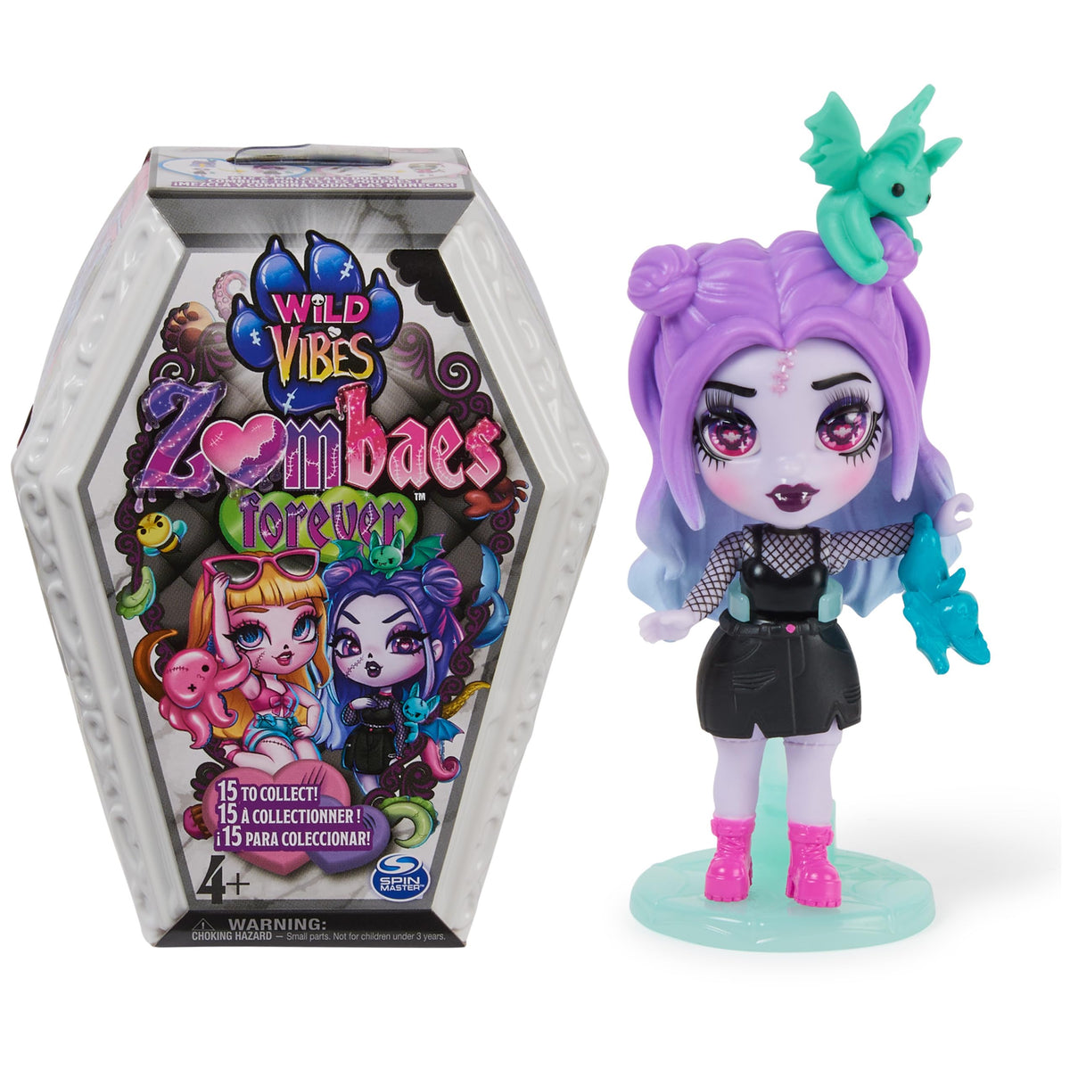 Zombaes Forever, Wild Vibes, Surprise Collectible Zombie Figure, Doll Accessories & Toy Coffin (Styles May Vary), 3.5Inch, Kids