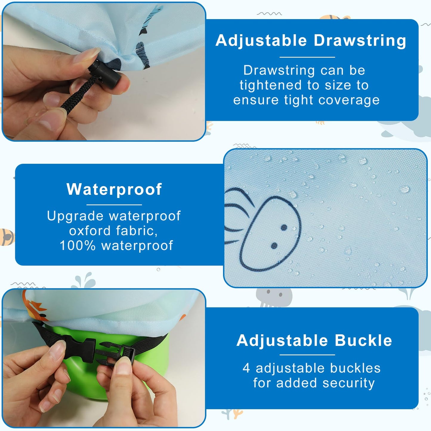 Kids Water Table Cover - Outdoor Fit Showers Splash Tower, Sand Table, Round Cover for Little Tikes - Blue