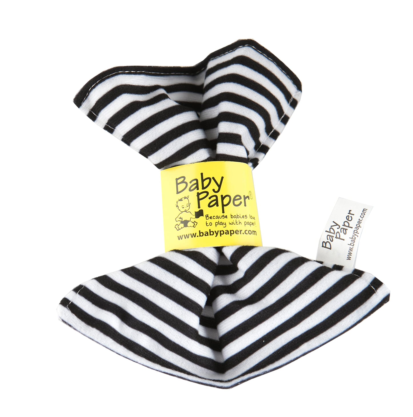 Baby Paper Crinkle Teether Toy - Non-Toxic Washable, 6x6 Inch, Black and White Stripes, Model BP106